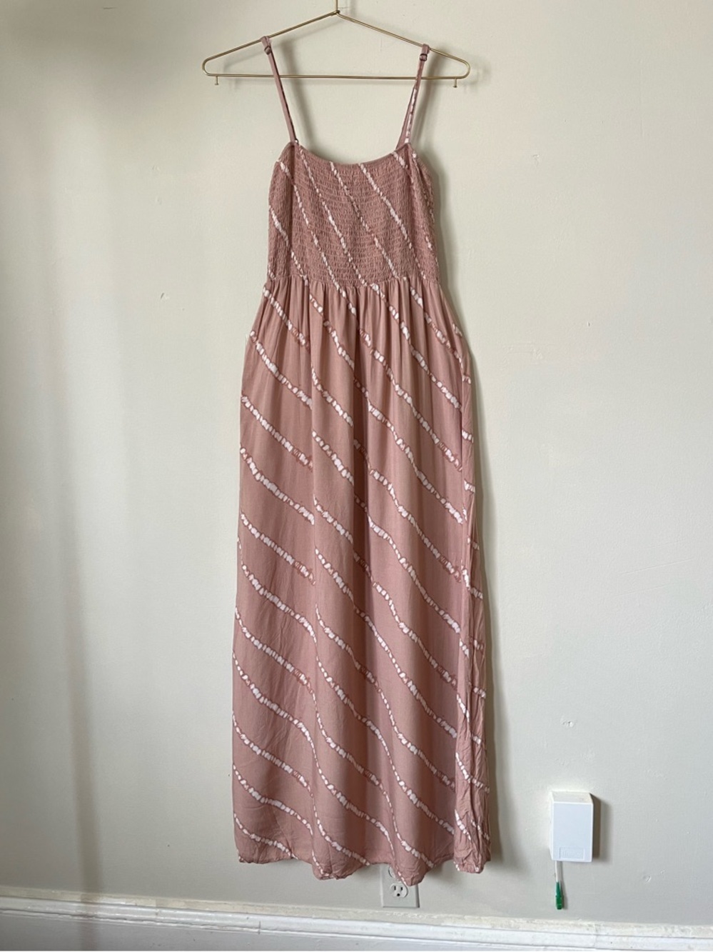 Forever 21 Mauve Pink Smocked neutral summer  Maxi Dress S